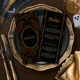 Menú Nevermore Damask | Brown Gothic Halloween Bar 