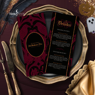 Menú Nevermore Damask | Burgundy Gothic Bar de Hallowee