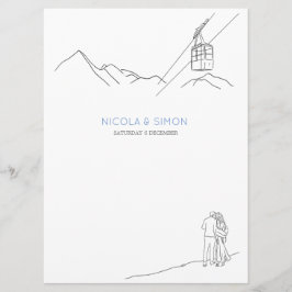 Menú Nieve cubierta Montaña Picos Skis Copos de nieve s