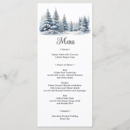 Menú Nieve en el bosque de pinos de invierno