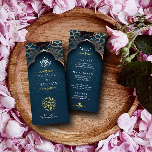 Menú Nile Blue Islamic 3D Arch Elegante Boda Musulmana (Subido por el creador)