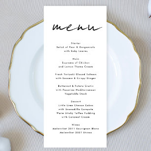 Menú Nombres personalizados modernos sólo blanco negro