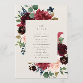 Menú Número de tabla de elegancia de otoño con asientos