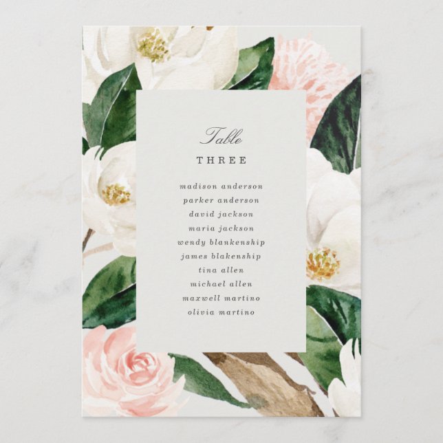 Menú Número de tabla de magnolia con asiento (Anverso)