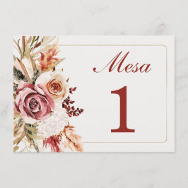 Menú Numeros de Mesa para Bodas