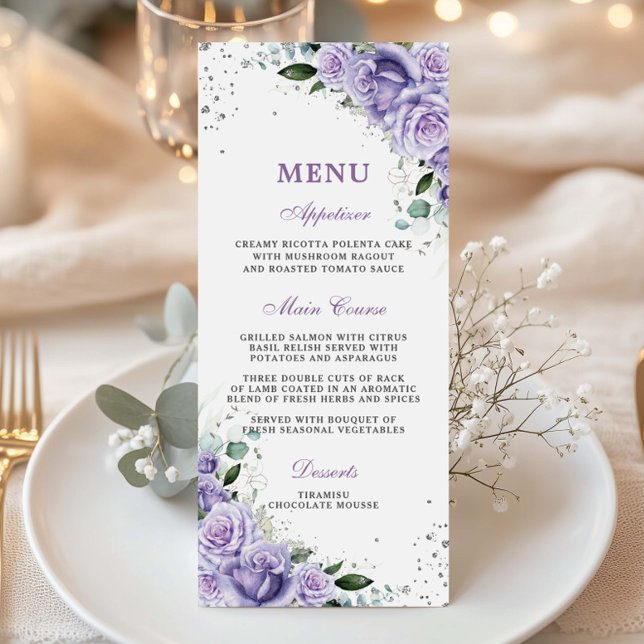 Menú Nupcial Floral Lila Lavanda Morado (Subido por el creador)