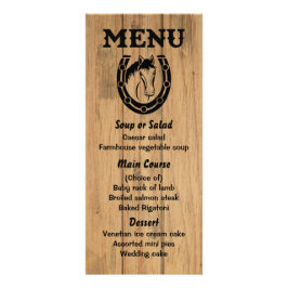 Menú occidental Boda de campo de madera marrón de 