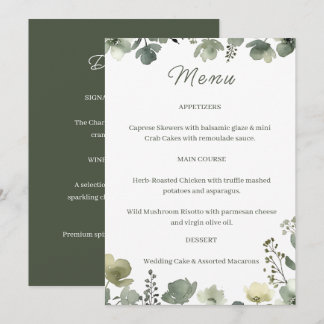 Menú Olive Floral Wedding