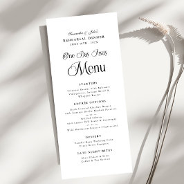 Menú One Day Away Modern Elegant  Rehearsal Dinner