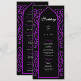 Menú Ornate black and purple Gothic Wedding Program