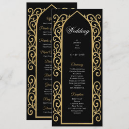 Menú Ornate Border black and gol Gothic Wedding Program
