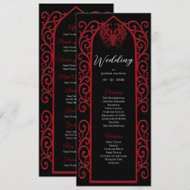Menú Ornate Border black and red Gothic Wedding Program