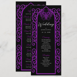 Menú Ornate purple border Gothic Wedding Program