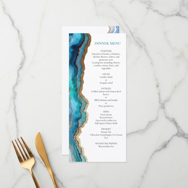 Menú Oro Azul Agata Bar o Bat Mitzvah (Anverso/Reverso In Situ)