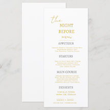 Oro mínimo y blanco la noche antes del Boda