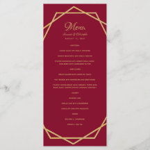 Oro moderno sobre el Boda geométrico rojo borgoñón