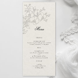 Menú Orquídea Elegante Ecru Formal Tradicional Boda