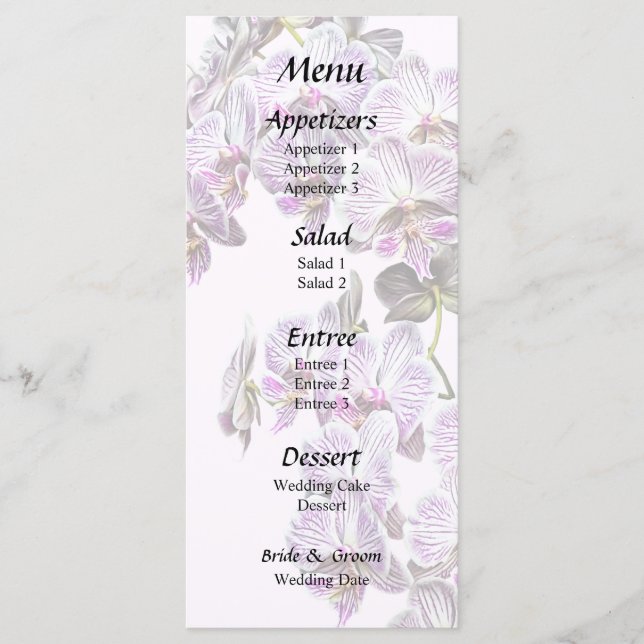 Menú Orquídeas de falaenopsis rosa y blanca (Anverso)
