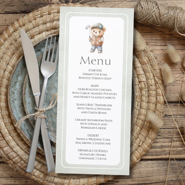 Menú Oso de Golf Verde Lindo Cumpleaños de Bebé Persona (Subido por el creador)