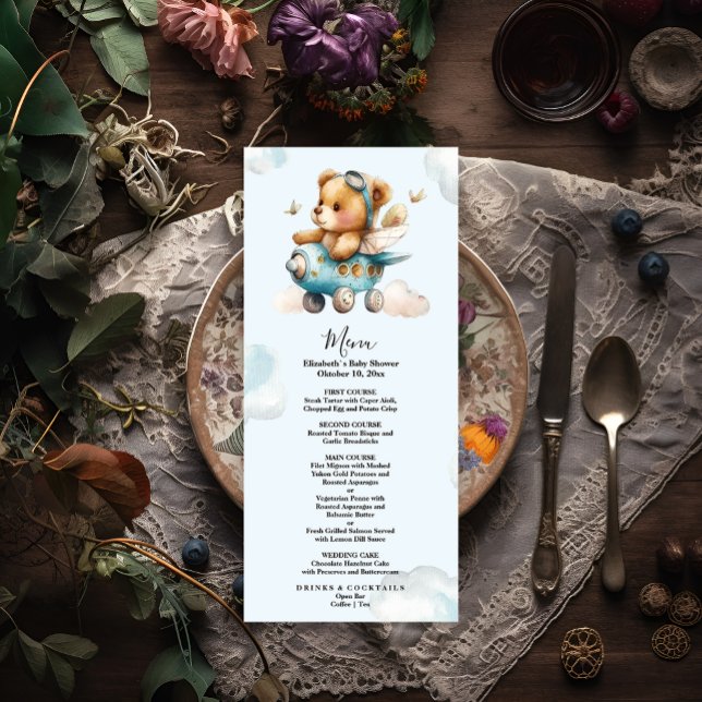 Menú Oso de peluche con acuarela (Subido por el creador)