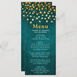 Menú Otoño deja Boda Verde azulado azul y oro