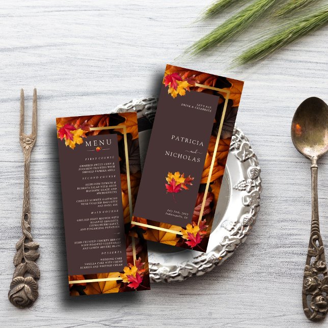 Menú Otoño Woody Brown y Elegante Boda del marco dorado (Subido por el creador)