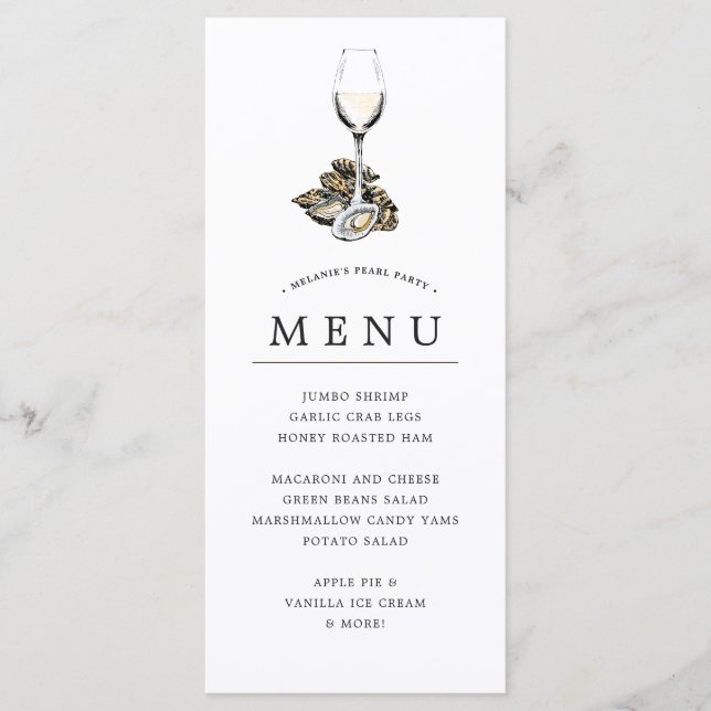 Menú Oyster Pearl Fiesta | Tema de Peach (Anverso)