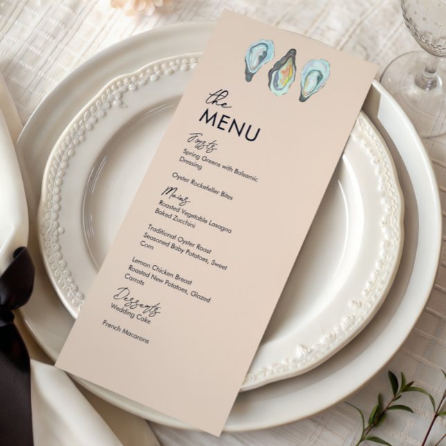 Menú Oyster Roast Coastal Seafood Wedding Dinner (Subido por el creador)