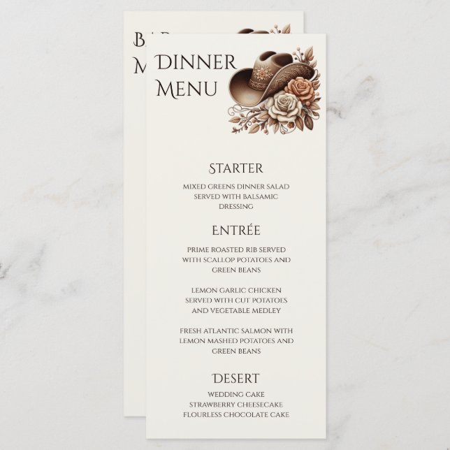 Menú País Gorra de Vaquera Occidental con Flores (Anverso / Reverso)