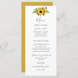 Menú País Rústico Oro Floral Boda del girasol