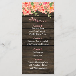 Menú País Rústico Peony Barn Wood Boda