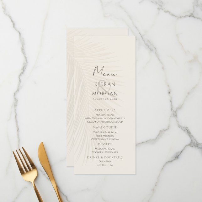 Menú Palm Leaves Temáticas de Playa (Anverso/Reverso In Situ)