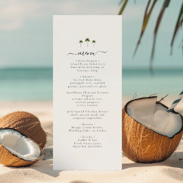 Menú Palm Tree Elegant Script Modern Tropical Wedding