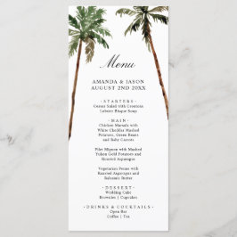 Menú Palm Tree Tropical Island Minimal Beach Wedding