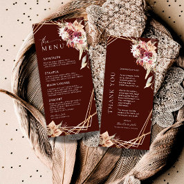 Menú Pampas Rosewood Floral Gold Wedding