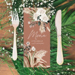 Menú Pampas rústicas modernas eucalipto botánico elegan<br><div class="desc">Moderna casa de campo rústica de pampas botánicas botánicas naturales pampas y eucalipto boda botánico de pago de papel de menú. Hermosas acuarelas botánicas estampadas a mano y texto de escritura. Moderno en la moda natural,  verde salvia,  óxido,  terracota,  marrón y negro diseño.</div>