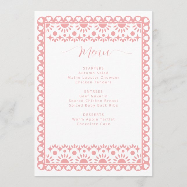 Menú Papel mexicano Picado Cielito Lindo Baby Shower (Anverso)