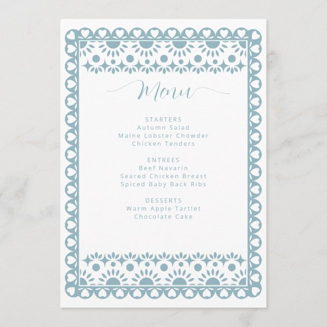 Menú Papel mexicano Picado Cielito Lindo Baby Shower (Anverso)