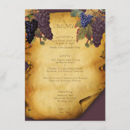 Menú Papel viejo Boda de viñedos de invierno