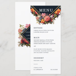 Menú para bodas en estilo floral vintage y retro