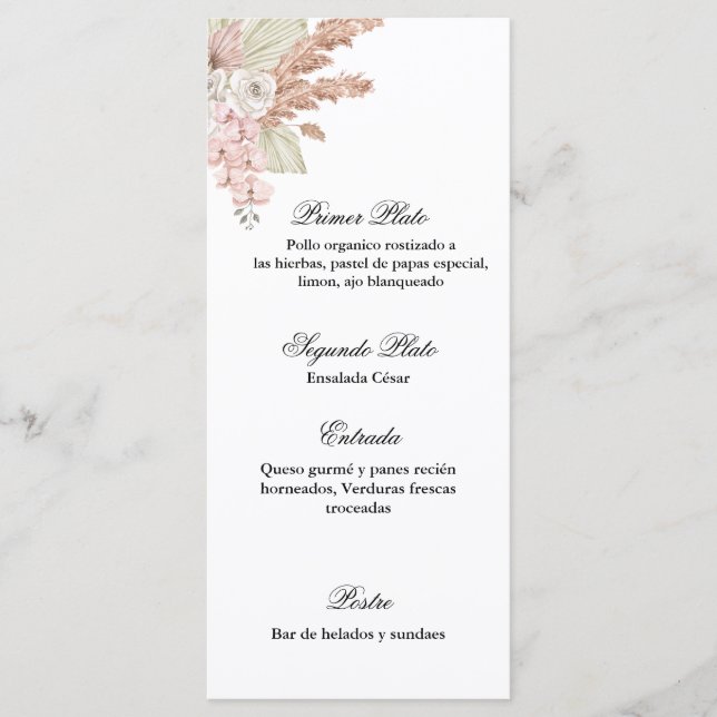 Menú para cualquier evento (Anverso)