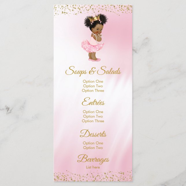 Menú para el Baby Shower de la Princesa de Oro Ros (Anverso)