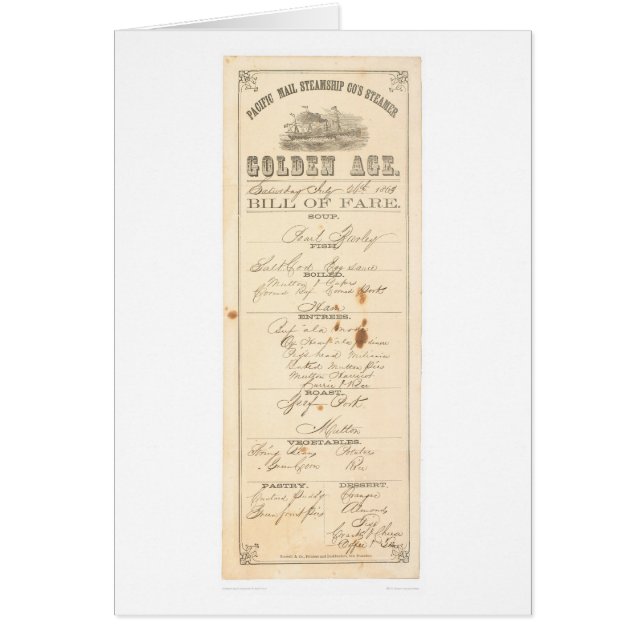 Menú para el vapor "época dorada" (1276A) (Frente)