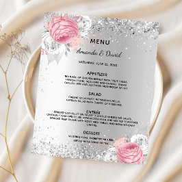 menú para la cena boda floral rosa plateado presup
