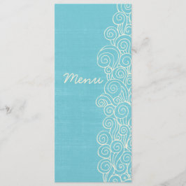 Menú para la cena de las torres de mar azul y crem