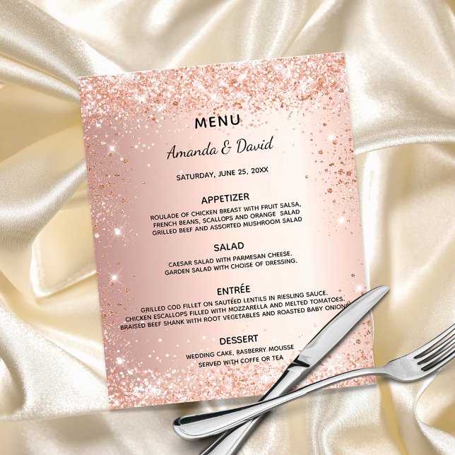 menú para la cena rosa purpurina de oro (Subido por el creador)