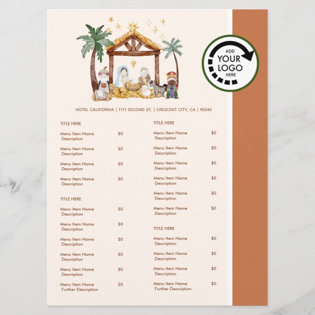 Menú para llevar de restaurante con tema de Navida (Anverso)