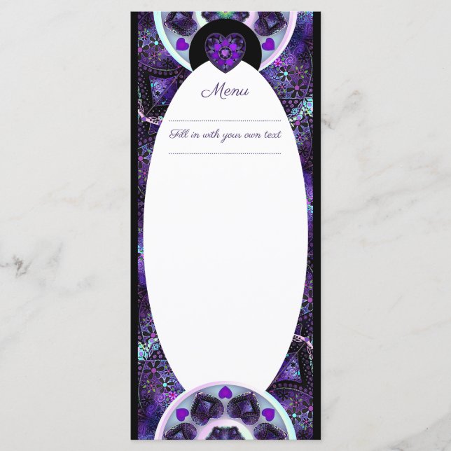 Menú Paraguas morados y corazones .7 (Anverso)