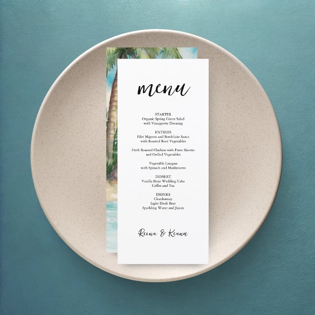 Menú Paraíso Palmas Tropical Beach Wedding (Subido por el creador)