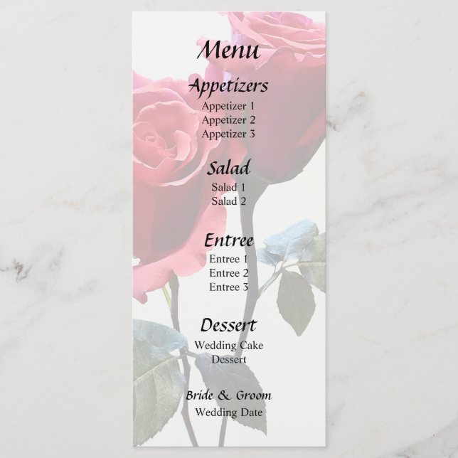 Menú Pareja de Rosas (Anverso)